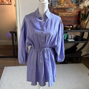 Lavender linen Button-Up Dress